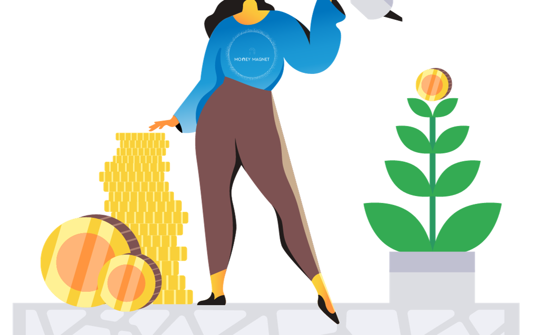 a woman watering a flower while saving money to show you how to start saving money better in South Africa.